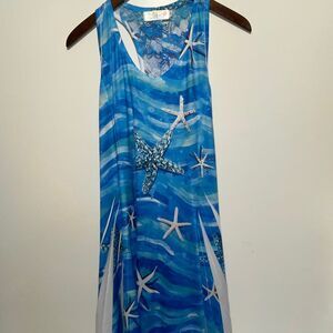 India Boutique Starfish Lace Racerback Embellished Beach Cover Dress One Size